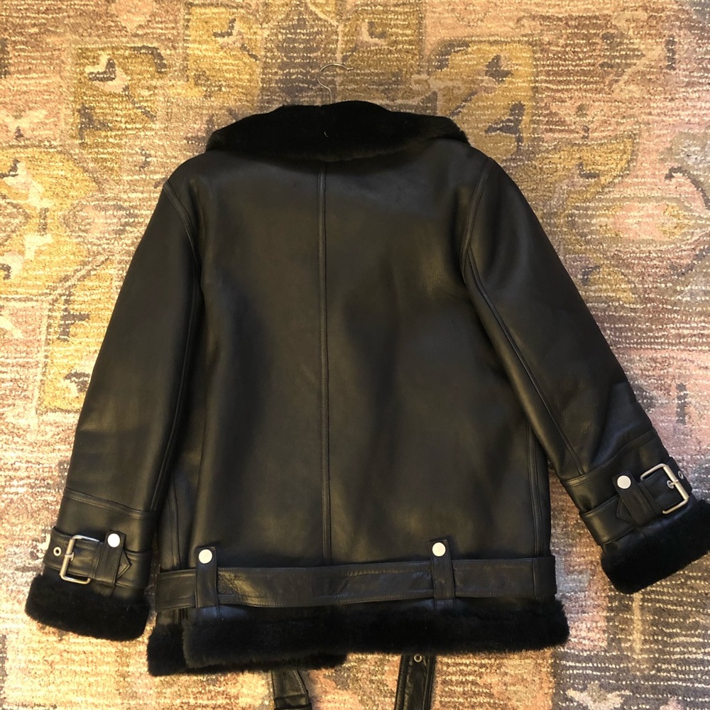 The Arrivals Black Shearling Biker Jacket for Women - Picture 2 of 5